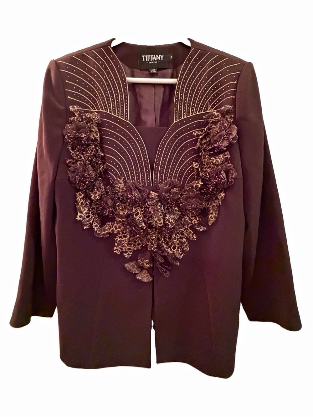 VTG 80/90s Tiffany Collection Embellished & Beaded Brown Women's Jacket -Sz 18